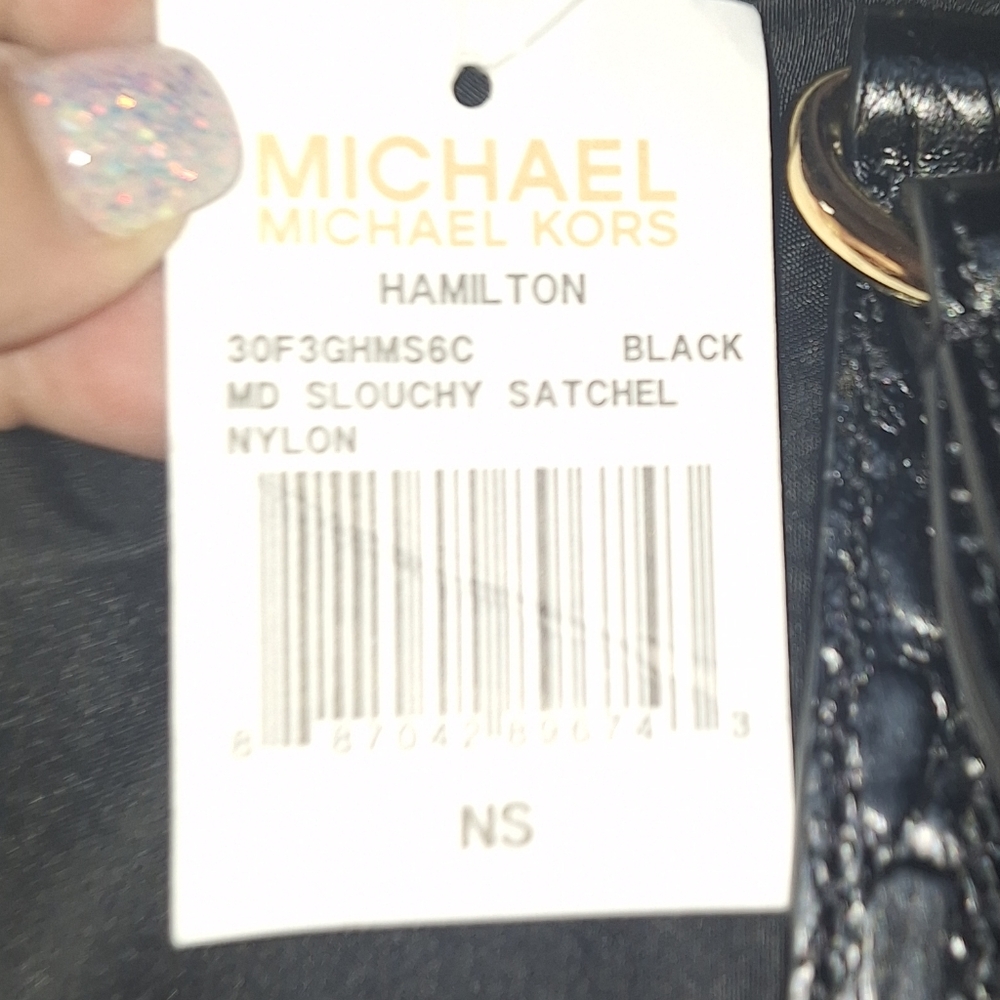 NWT Michael Kors Black Shoulder Bag & Gold Accents - Picture 7 of 9